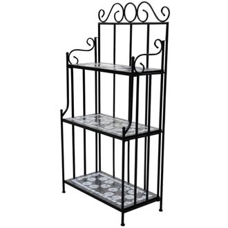 Berkfield Home Plant Stand Plant Display Black White Mosaic Pattern