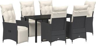 vidaXL Garden Dining Set with Cushion 7 pcs Black Poly rattan Vidaxl