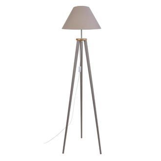 Tosel Lamp&aacute;ra de pie madera Alt.155cm taupe ;Pantalla: taupe