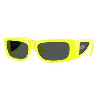 Versace Sunglasses Rectangle Full Rim, White Frame And Dark Grey Lens Ve4482314/87
