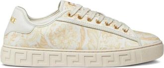 Versace Schoenen, Dames, Geel, 37 EU, Katoen, Medusa Amplified Platform Sneakers