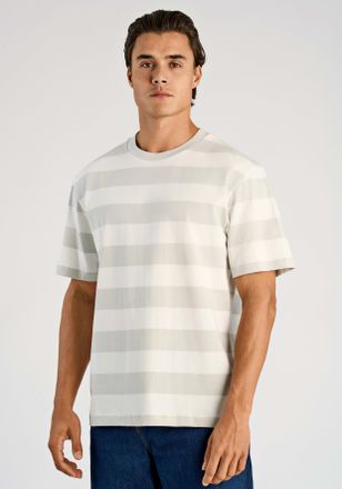 Lindbergh Kurzarmshirt LINDBERGH, Damen, Gr. XXL, f.grau, Jersey, Obermaterial: 100% Baumwolle, gestreift, regular fit h&uuml;ftbedeckend, Rundhals, Shirts Kurzarmsh