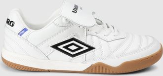 Umbro Mens Speciali Tr Flap Top Full Grain Leather Trainers (White/Black/Royal Blue) - Size UK 10.5