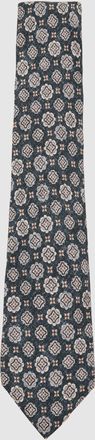 Reiss Indigo Melange Silk Medallion Print Tie