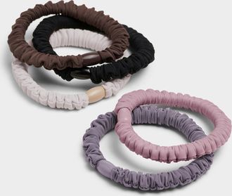 Simons Womens Oval-bead insert pleated elastics Set of 5