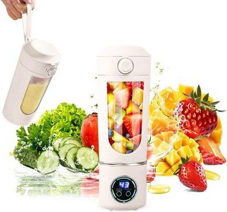 OEM Licuadora Port&aacute;til Inal&aacute;mbrica Con Doble Tapa Y Pantalla Digital (700 Ml), Recargable, Con 12 Cuchillas De Acero Inoxidable, Zumos Y Para Llevar