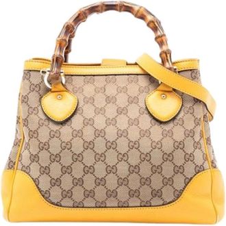 Gucci Pre-owned Satchel - Dames - Vintage Handtas - Beige - ONE Size - Leer - Vintage