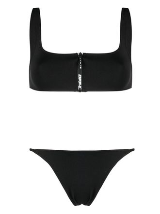 Off-white zipped logo-print bikini - Black