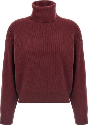 Brunello Cucinelli Maroon Ribbed turtleneck sweater