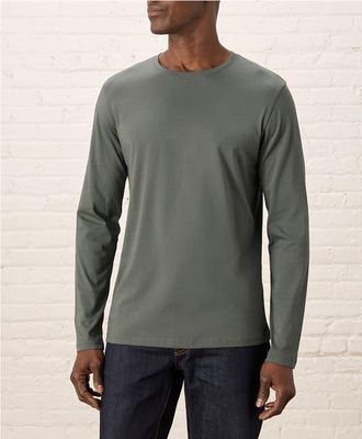 Pact Organic Cotton Mens Softspun Essential Crewneck Long Sleeve Tee in Castor Green at Nordstrom, Size Xx-Large