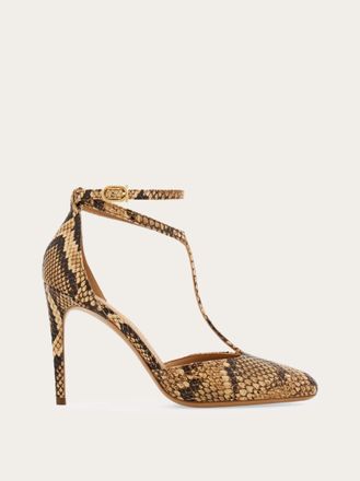 Ferragamo Women T-strap stiletto pump Beige Size 2.5