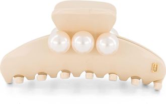 Alexandre de Paris Pearl Claw Clip in Beige at Nordstrom, Size Medium