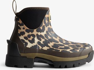 Ganni x Hunter Balmoral Ankle Boots in Leopard Size 5 - Brown