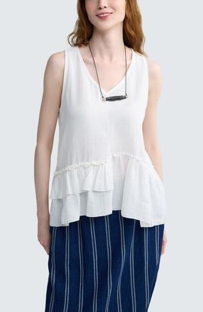 Luukaa D'Celli Camellia Ruffled Muslin Top in Ecru at Nordstrom, Size 10