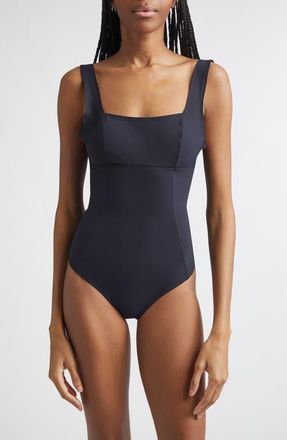Max Mara Square Neck One-Piece Swimsuit in Black at Nordstrom, Size X-Small