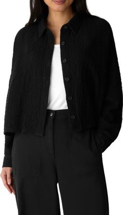 Eileen Fisher Classic Collar Cropped Jacket in Black at Nordstrom, Size Xx-Small