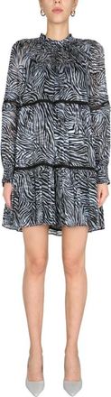 Michael Kors Zebra Print Gelaagde Mini Jurk - Dames - Korte kleedjes - Blauw - XS - Kleedjes