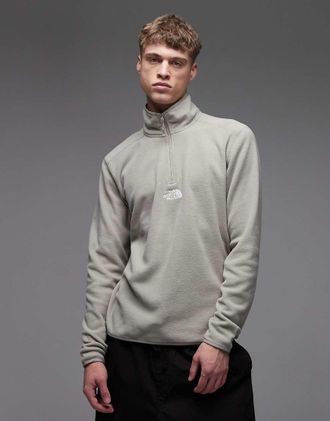 The North Face Glacier - Felpa con logo ricamato e zip corta grigia-Grigio