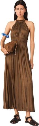 Maje Pleated maxi dress in Brown at Nordstrom, Size 40 Eu