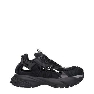 Versace Black Leather Athletic Mens Sneakers