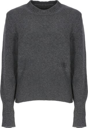 Maison Margiela Grey Wool Ribbed Knit Crewneck Sweater