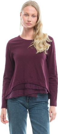 Wilt Boxy Mixed Fabric Hem T-Shirt in Dark Fig at Nordstrom, Size X-Large
