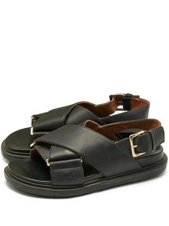 Marni Fussbett leather flat sandals - Black