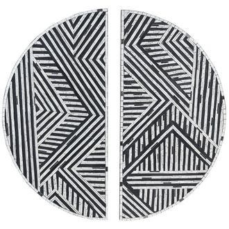 Beliani Decoraci&oacute;n De Pared De Vidrio Blanco Negro 76 X 76 Cm Semic&iacute;rculos Mandau