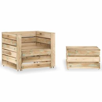 vidaXL Furniture Limited - Set De Muebles De Pal&eacute;s Jard&iacute;n 2 Piezas