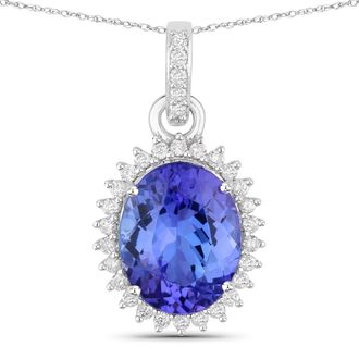 Diana M. Jewels Tanzanite ( AAA ) Oval 10.10x8mm ( Height: 4.80mm ) - 1Pc + White Diamond F/C Round 1.10mm( I1-I2/I color ) - 31Pcs ( J Back )