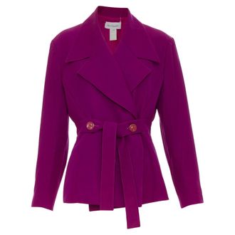 Karl Lagerfeld purple magenta wool wide lapel belted jacket