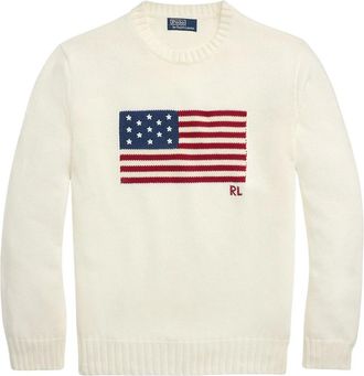 Ralph Lauren Sweatshirt met Groot Logo - Heren - Ronde hals truien - Wit - XL - Truien & Vesten