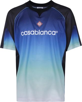 Casablanca Gedrukte Voetbal Top - Gradi&euml;nt - Heren - T-shirts - Blauw - M - Katoen - Tops