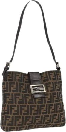 Fendi Pre-owned Shoulder Bags, female, Brown, Size: ONE SIZE Pre-owned Canvas Shoulder Bag