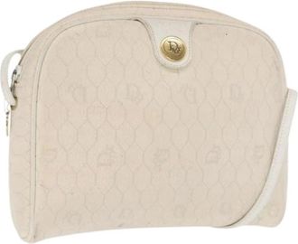 Dior Pre-owned Cross Body Bags, female, White, Size: ONE SIZE Pre-owned Vintage Honeycomb Canvas Shoulder Bag