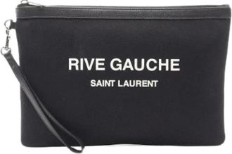 Saint Laurent Pre-owned Canvas Clutch - Heren - Vintage Clutch - Zwart - ONE Size - Leer - Vintage
