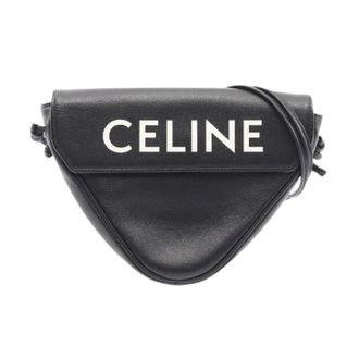 Celine Pre-owned Cross Body Bags, female, Black, Size: ONE SIZE Pre-owned Triangle Leather Shoulder Bag