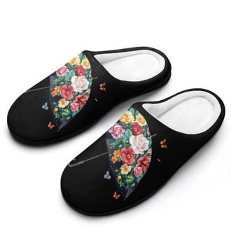 Generic Umbrella No Rain No Flowers Womens Slippers Warm House Slippers Indoor House Shoes with Anti-Skid Rubber Sole