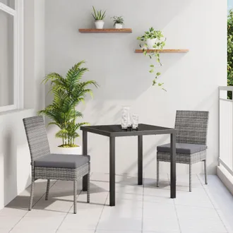 Berkfield Home 3 Piece Garden Dining Set Grey Poly Rattan