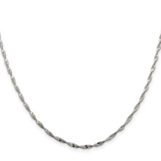 Diamond2Deal Sterling Silver 2mm Twisted Herringbone Chain Necklace