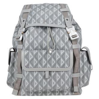 Dior Hit The Road Backpack Cd Diamond Coated Canvas Gray Pvc Backpack Bag (Pre-Owned)