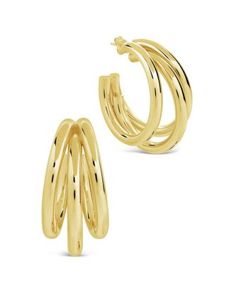 Sterling Forever 14K Plated Michaela Triple Hoops