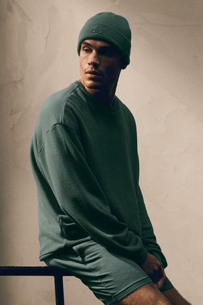 Alo | Chill Crewneck Neck Pullover Top in Clover Green, Size: 2XL