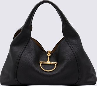 Gucci Black Leather Softbit Maxi Totes