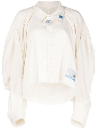 Miharayasuhiro logo-patches panelled cotton shirt - women - Rayon - 38 - White
