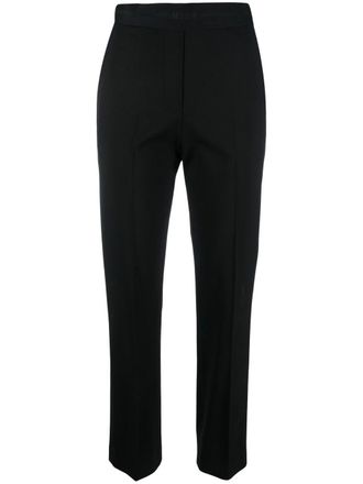 Msgm logo-waistband cropped trousers - Black