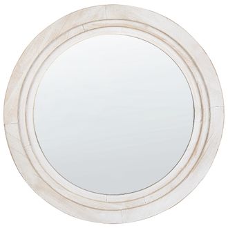 Beliani Beliani - Espejo De Pared De Vidrio Blanco Crema 60 Cm Mdf Hecho A Mano Delicias