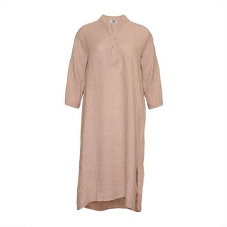 Tiffany & Co. Lange Overhemdjurk met Zak in Linnen - Dames - Shirt Kleedjes - Beige - S/M - Linnen - Kleedjes