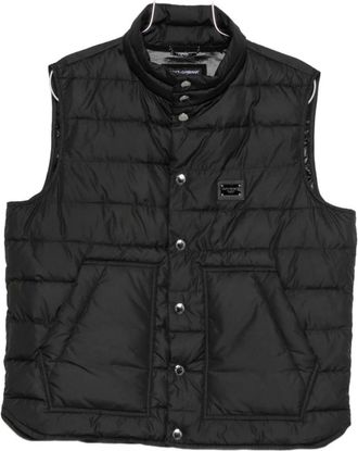 Dolce & Gabbana Gilet imbottito con placca logo - - Jackets - Uomo - Nero - 2XL
