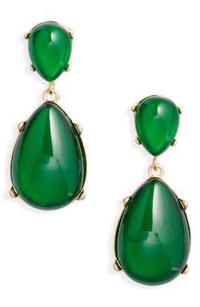 Kenneth Jay Lane Teardrop Earrings in Gold/Green at Nordstrom